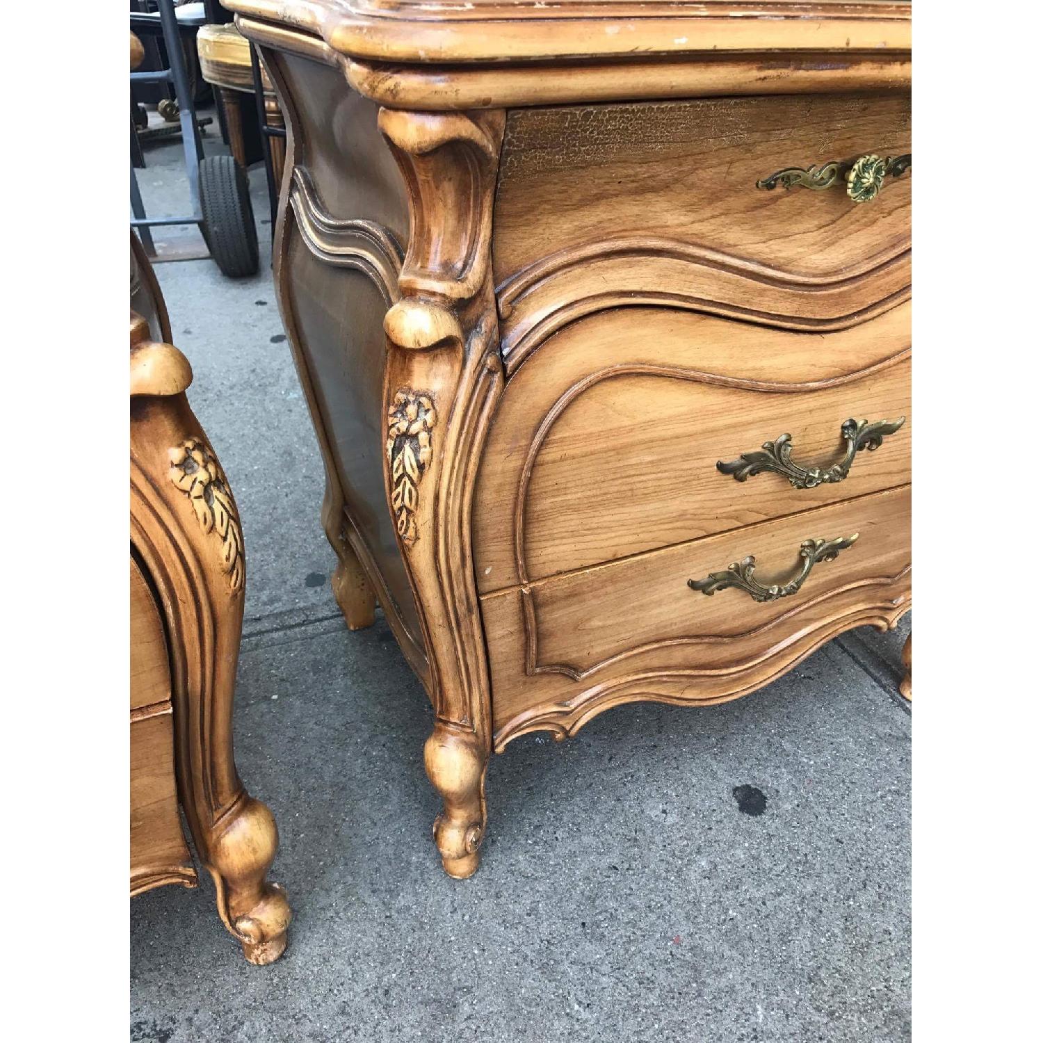 Vintage 1970s French Bombe Nightstands w/ Protection Glass - image-5