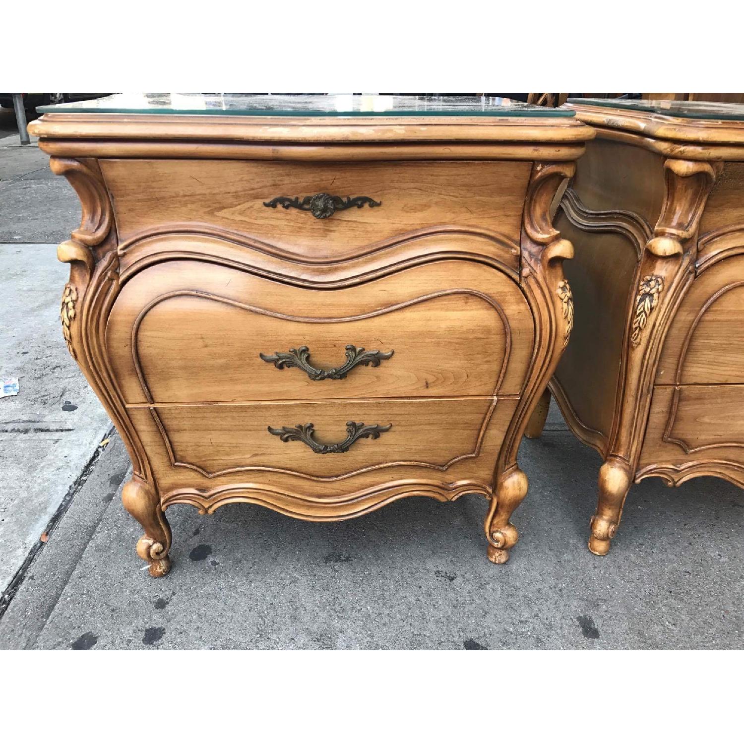Vintage 1970s French Bombe Nightstands w/ Protection Glass - image-7