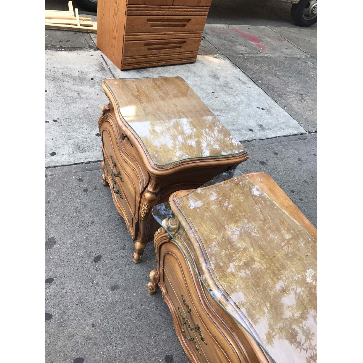 Vintage 1970s French Bombe Nightstands w/ Protection Glass - image-9