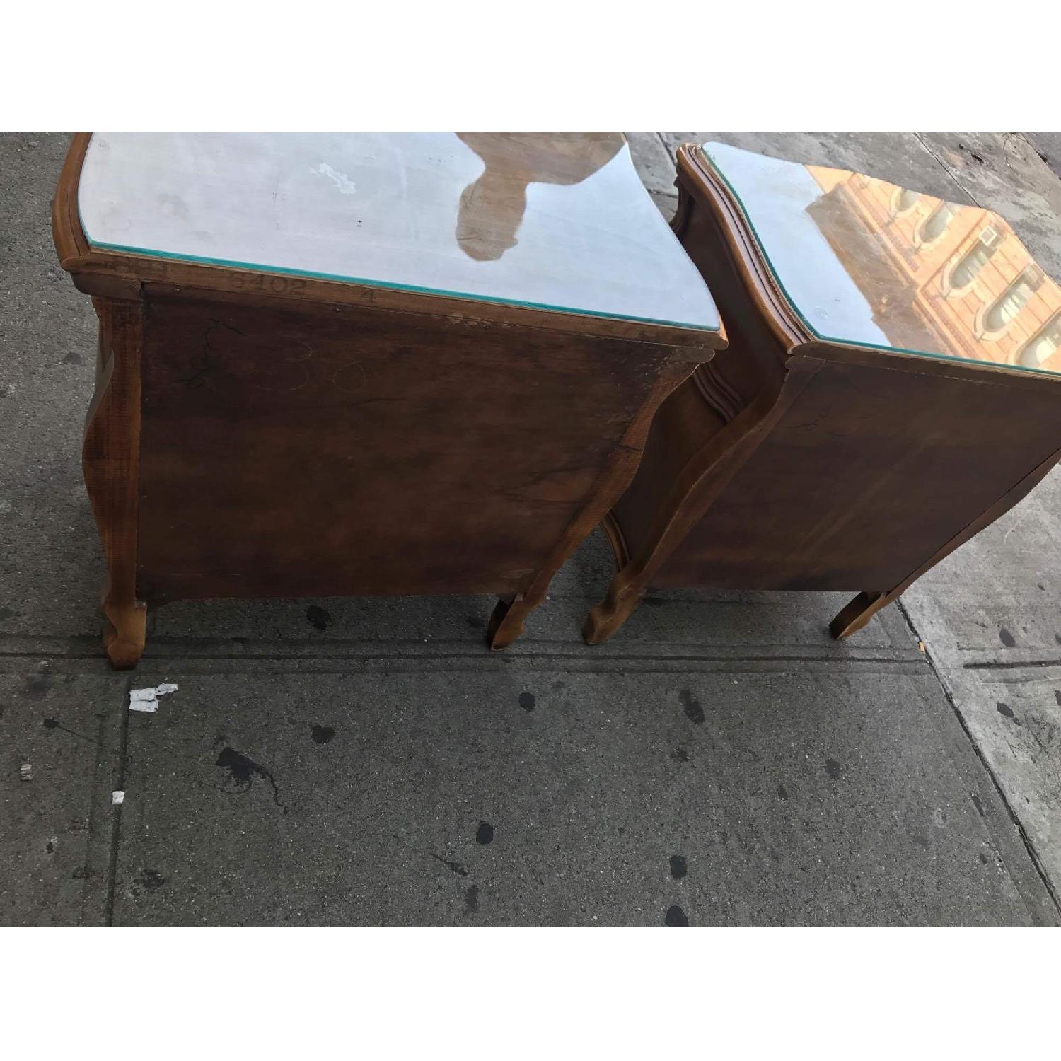 Vintage 1970s French Bombe Nightstands w/ Protection Glass - image-14