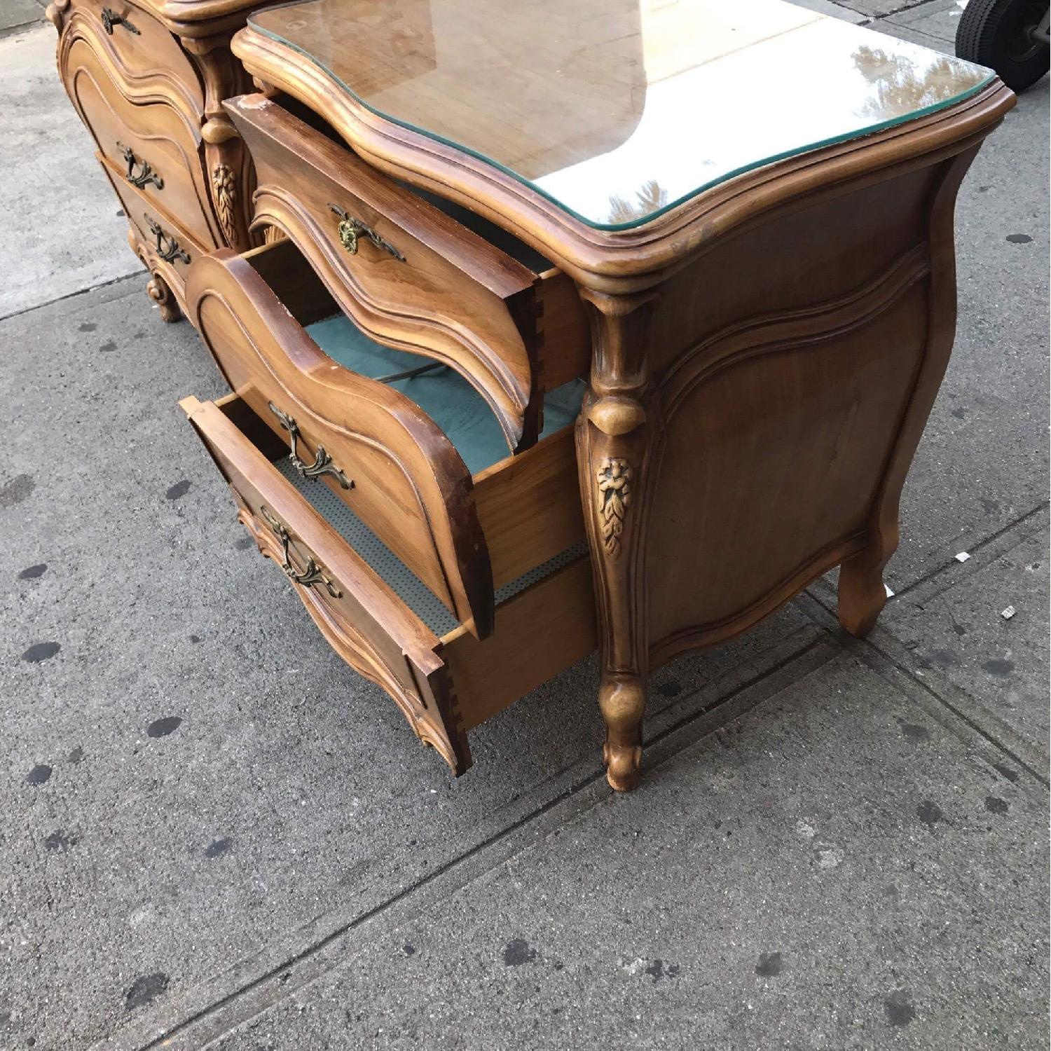 Vintage 1970s French Bombe Nightstands w/ Protection Glass - image-20