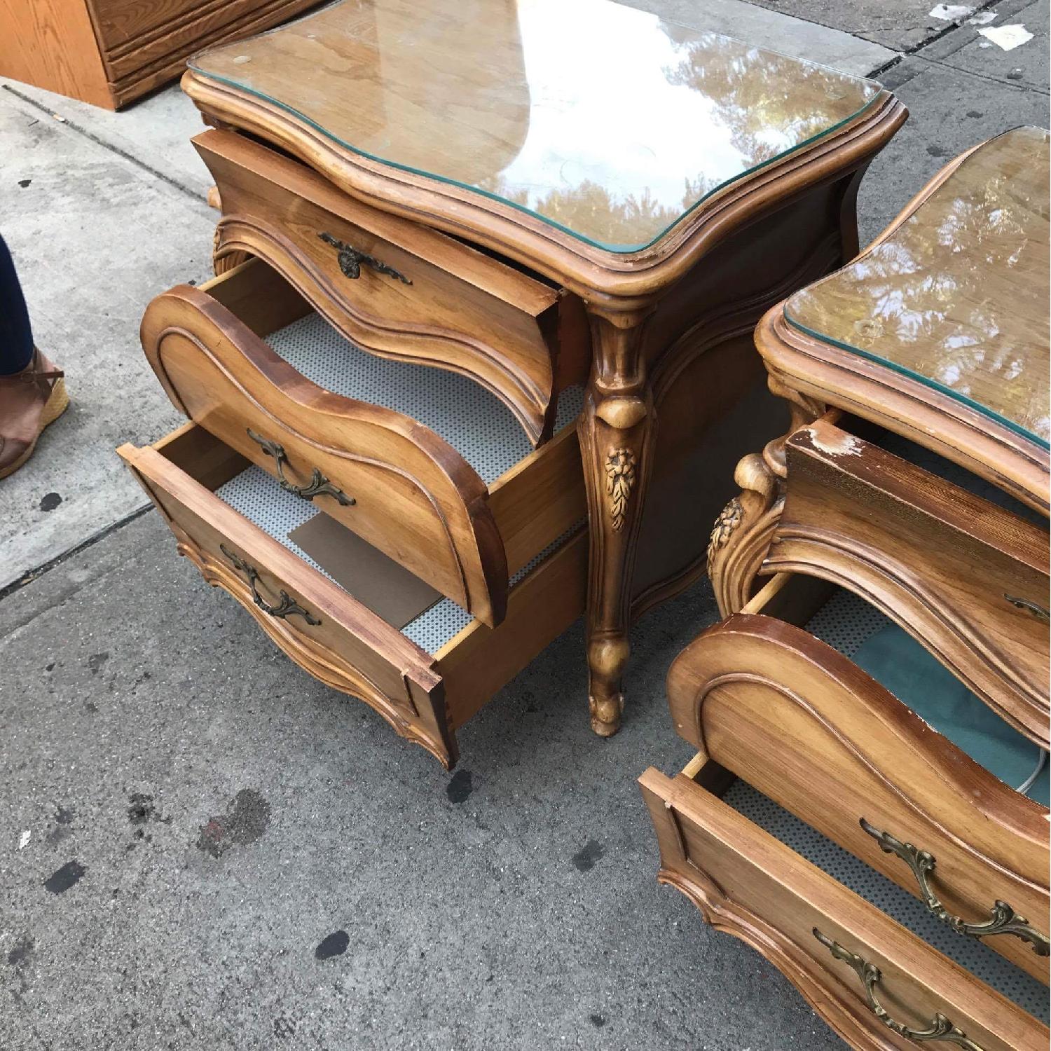 Vintage 1970s French Bombe Nightstands w/ Protection Glass - image-21