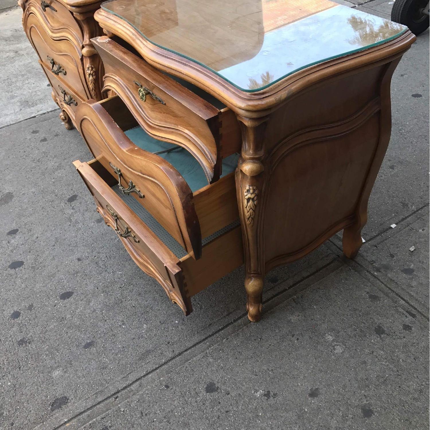 Vintage 1970s French Bombe Nightstands w/ Protection Glass - image-22