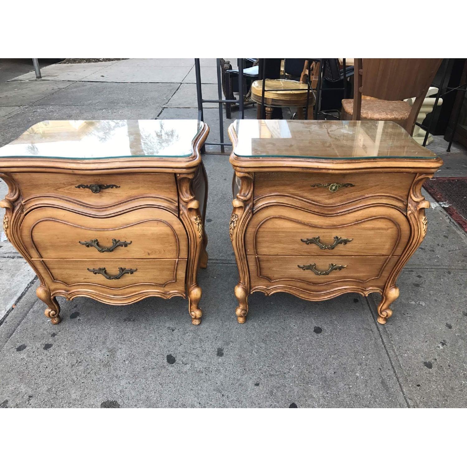 Vintage 1970s French Bombe Nightstands w/ Protection Glass - image-23