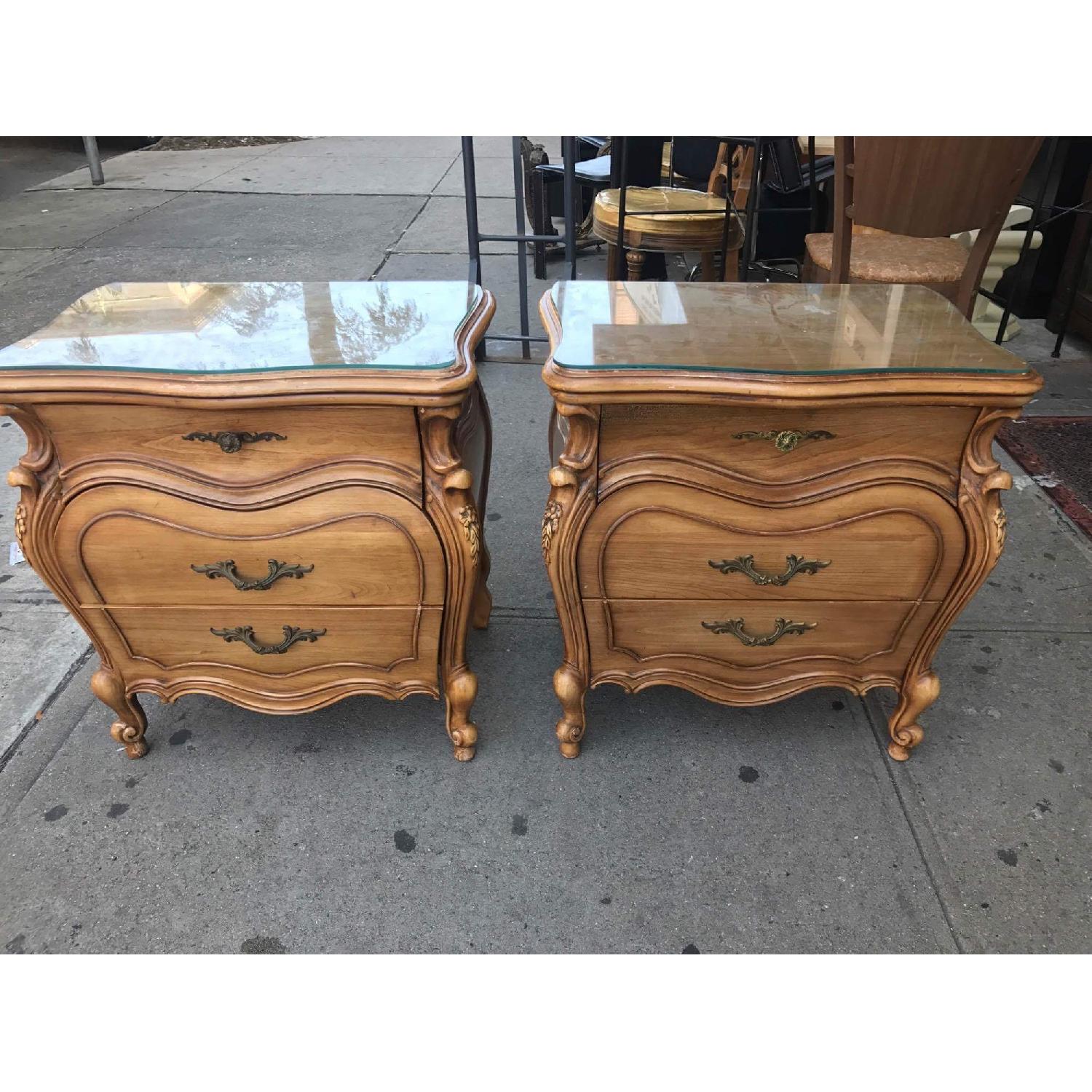 Vintage 1970s French Bombe Nightstands w/ Protection Glass - image-24