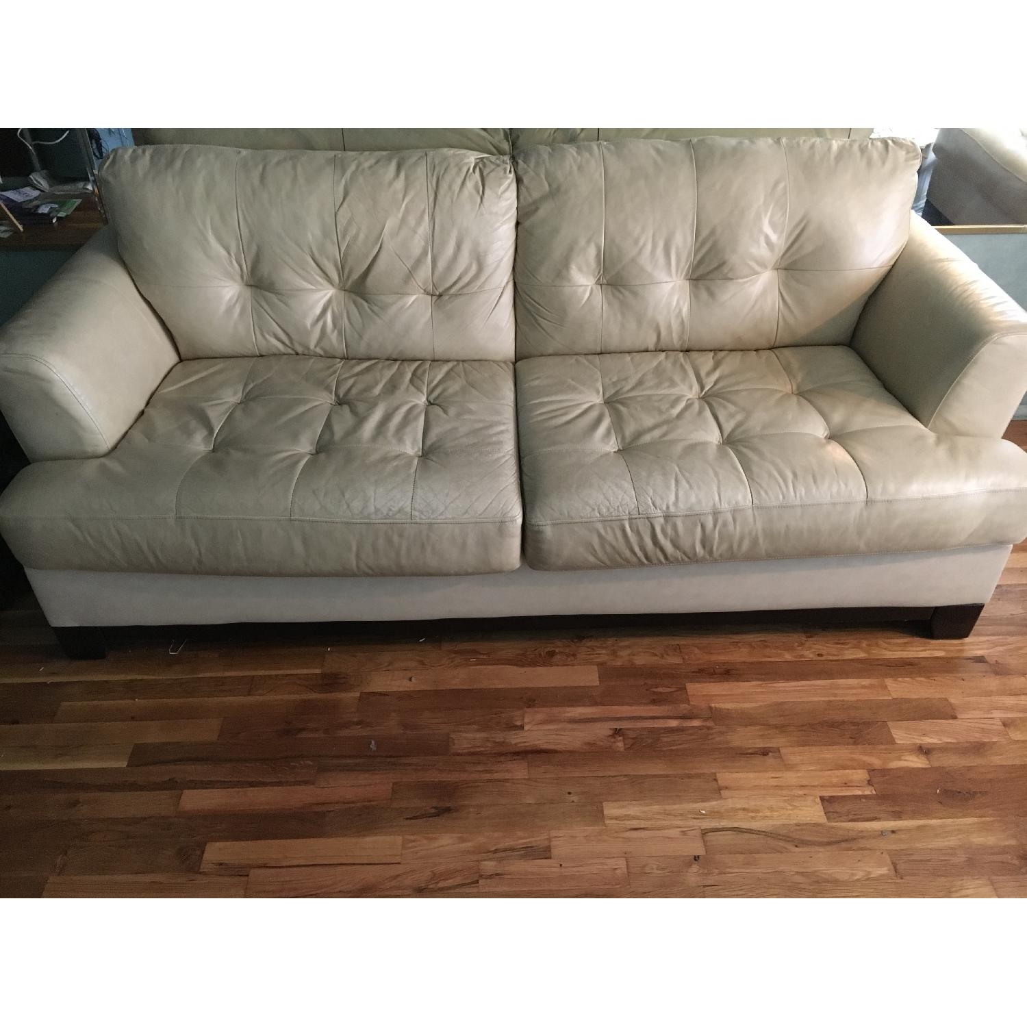 Leather Tufted Sofa + 2 Side Chairs - image-1