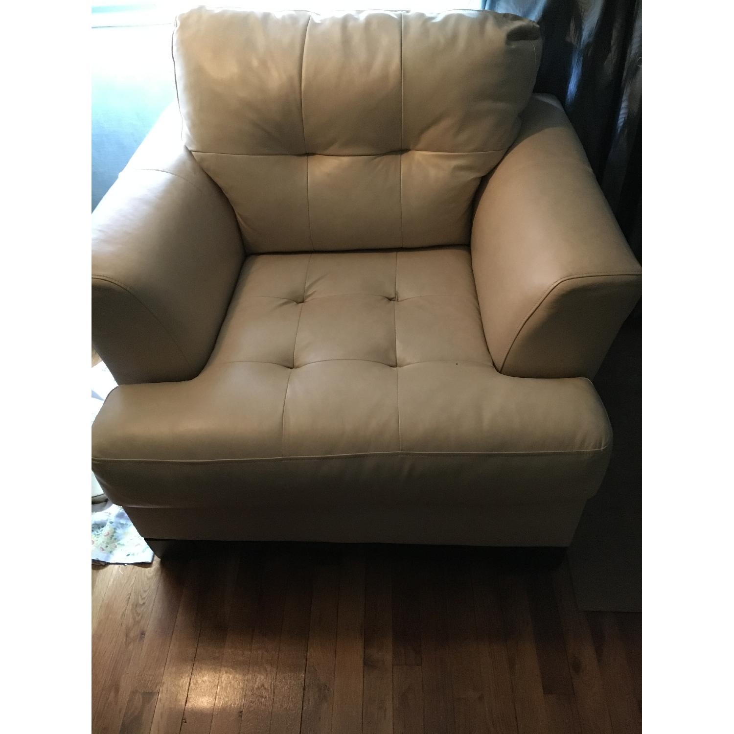 Leather Tufted Sofa + 2 Side Chairs - image-4