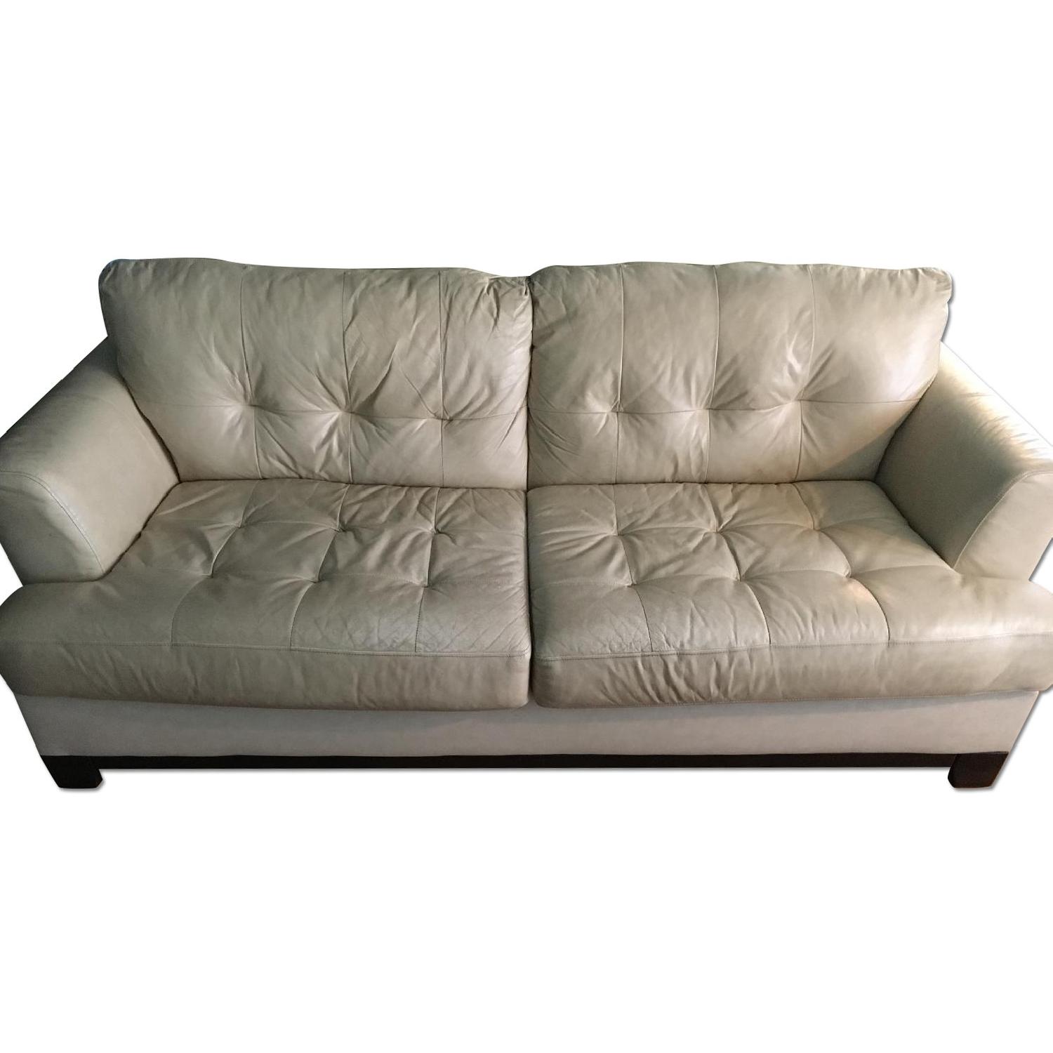 Leather Tufted Sofa + 2 Side Chairs - image-0