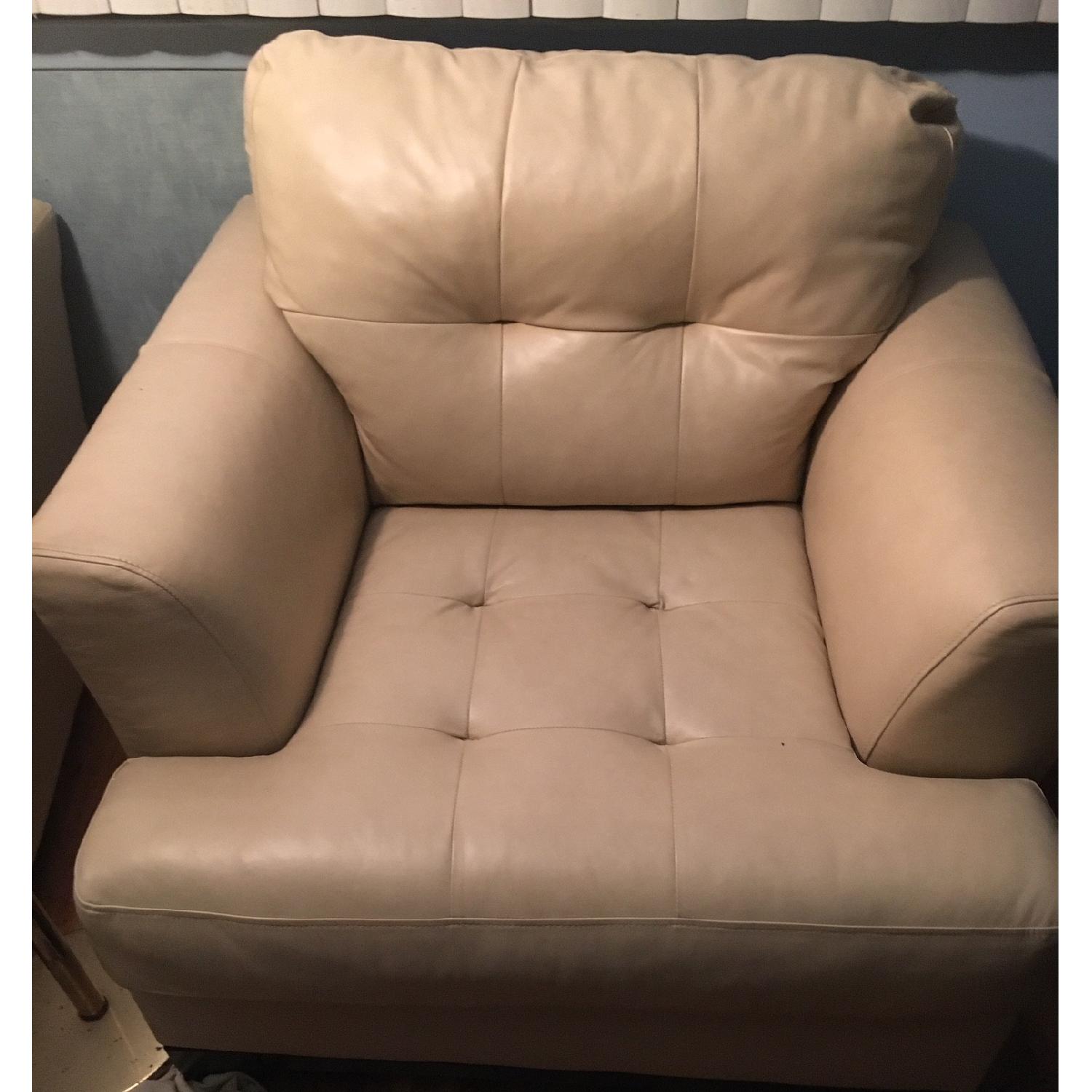 Leather Tufted Sofa + 2 Side Chairs - image-7