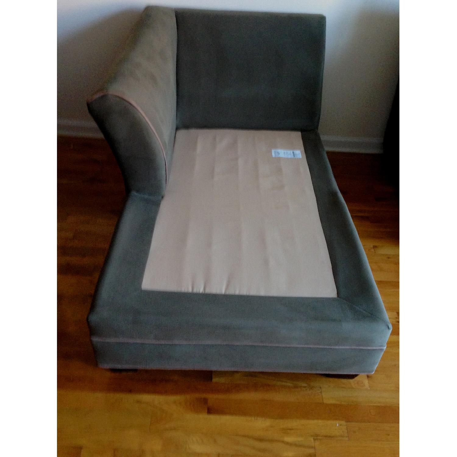 Raymour & Flanigan Espresso Microfiber Chaise Lounge w/ Pillows - image-3