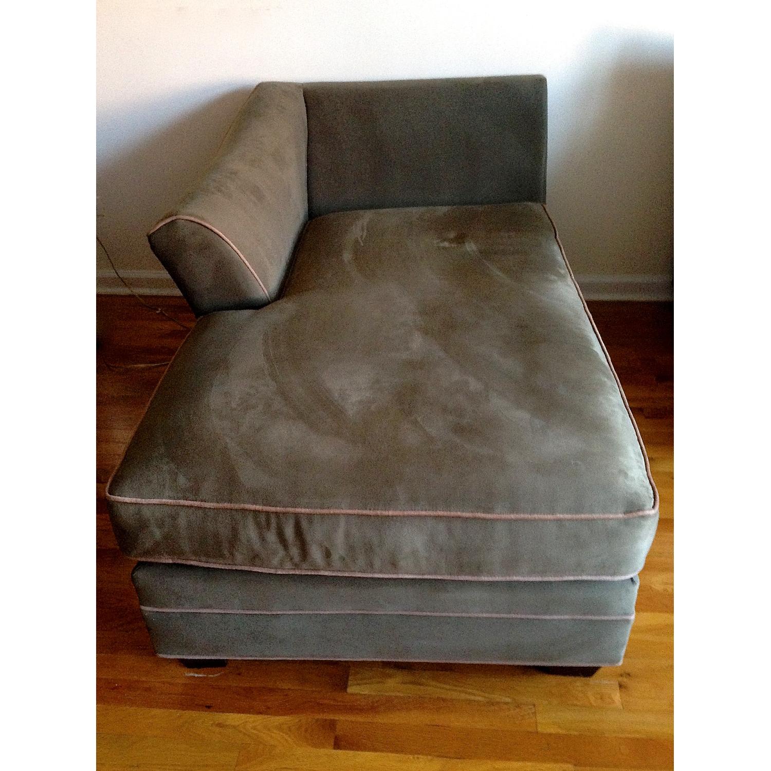 Raymour & Flanigan Espresso Microfiber Chaise Lounge w/ Pillows - image-4