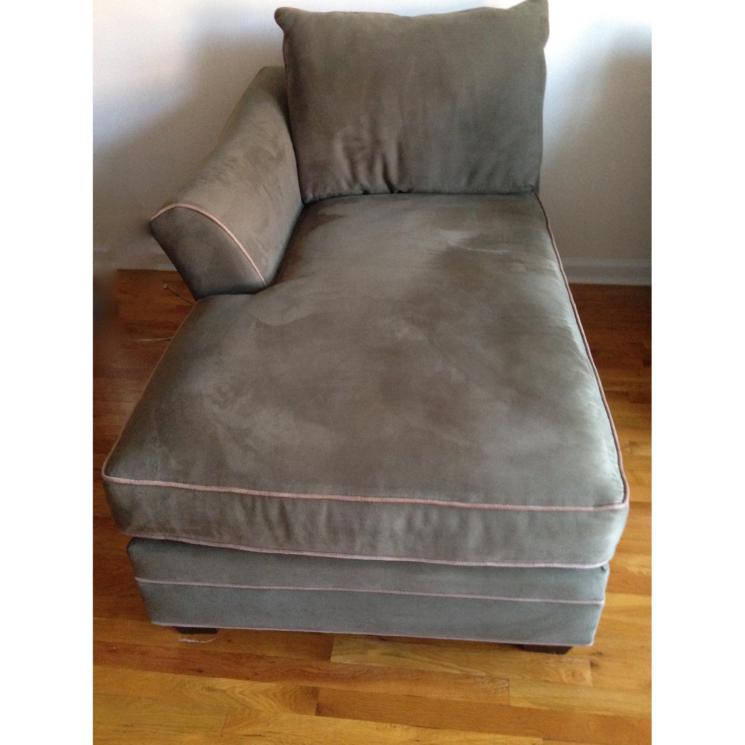 Raymour & Flanigan Espresso Microfiber Chaise Lounge w/ Pillows - image-5