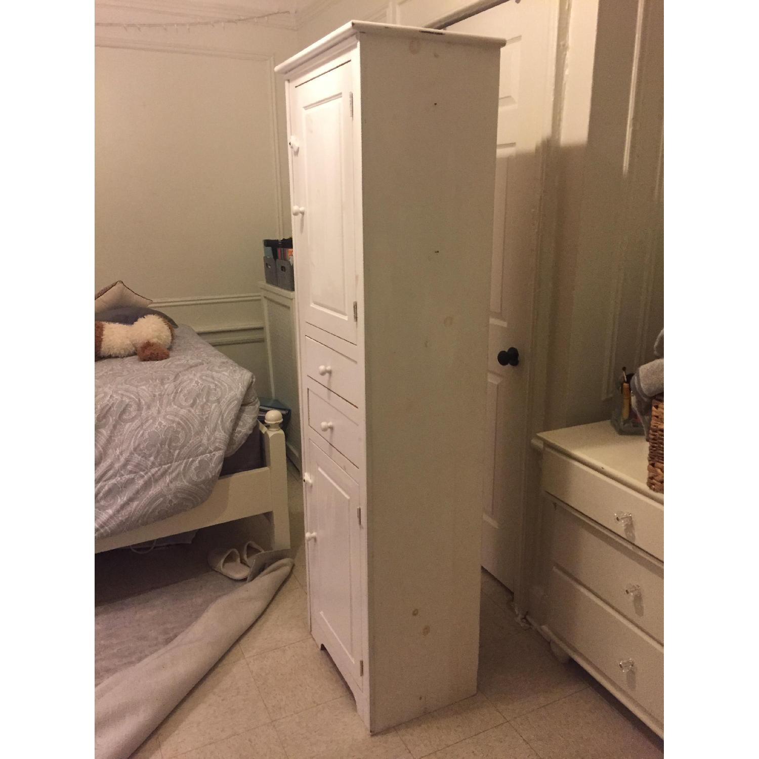 Tall White Wood Cabinet - image-2