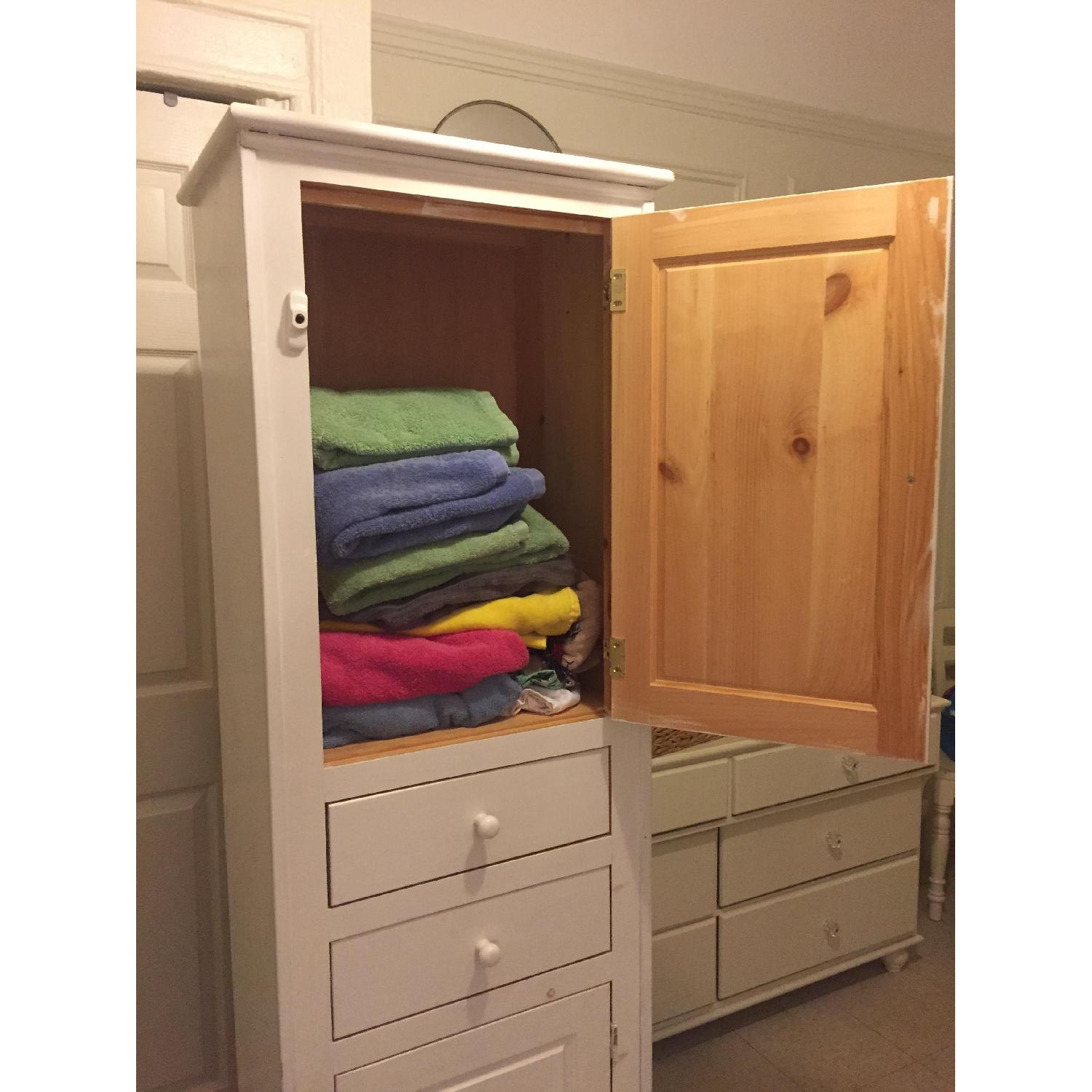 Tall White Wood Cabinet - image-3