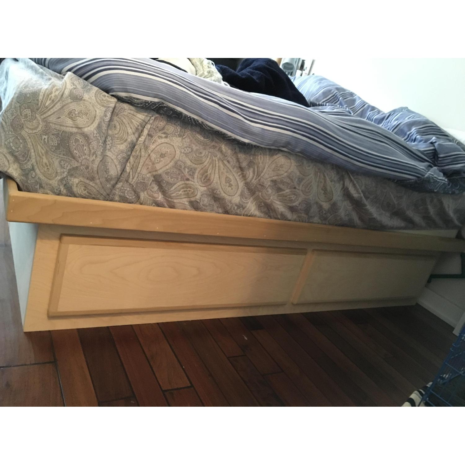 Custom Built Birch Wood Full Size 4-Drawer Storage Bed - image-1