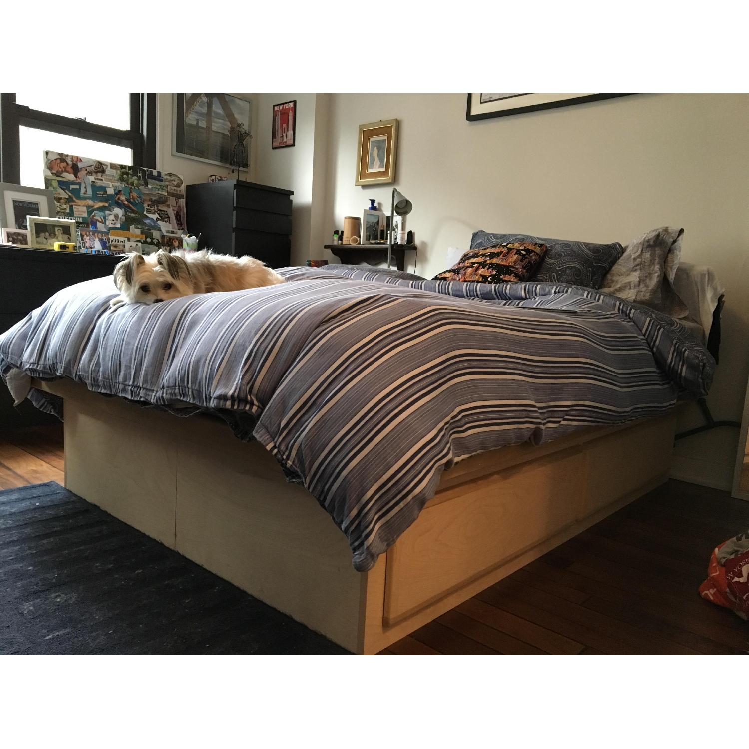 Custom Built Birch Wood Full Size 4-Drawer Storage Bed - image-3
