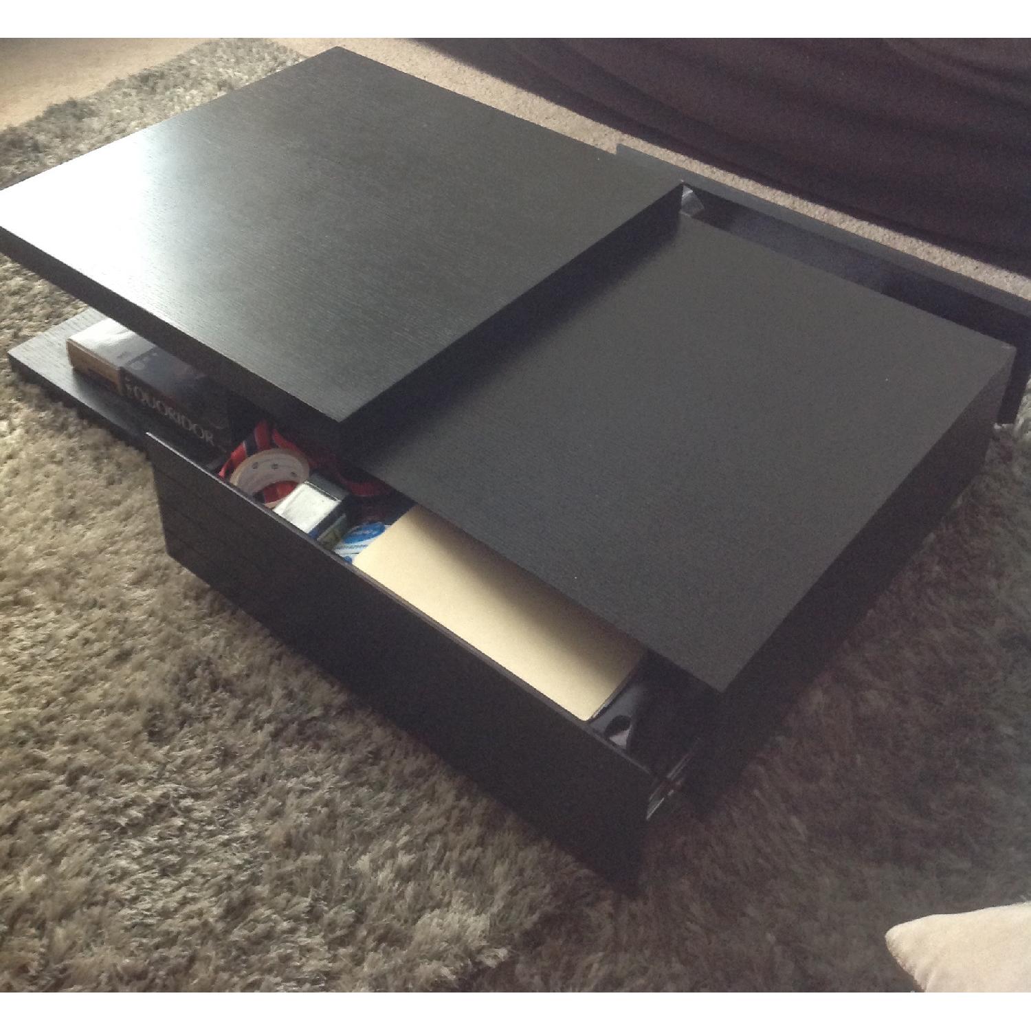 Black Coffee Table w/ Storage - image-2
