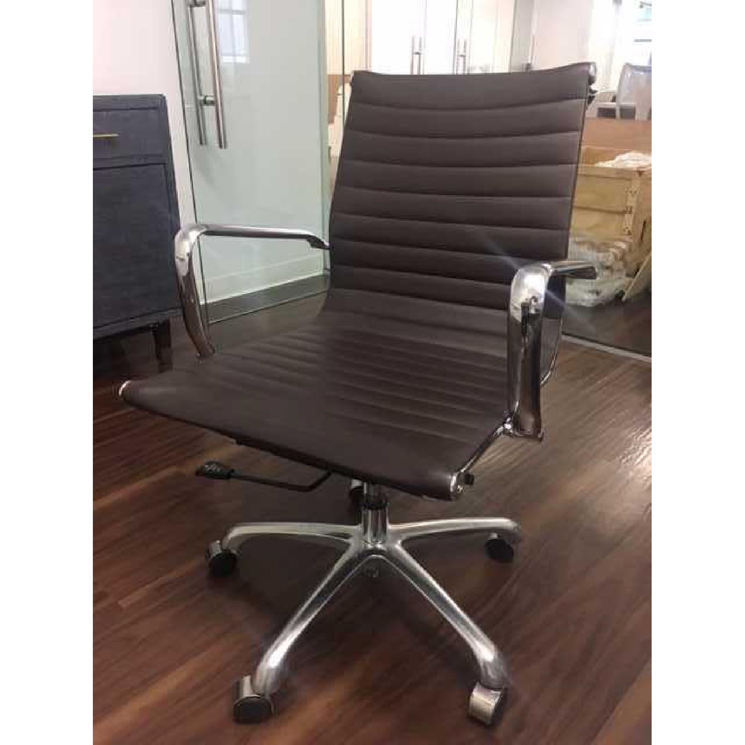 Brown Leather Office Chair - image-1