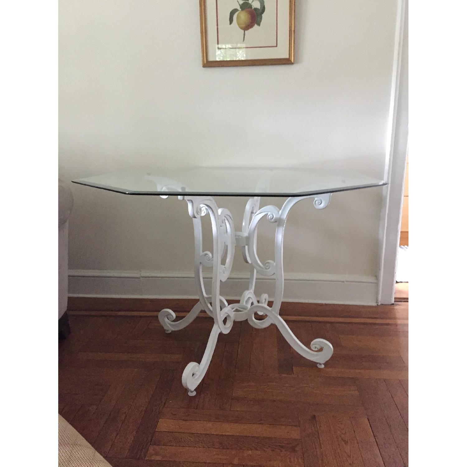 Vintage Cast Iron Dining Table w/ Glass Top - image-1