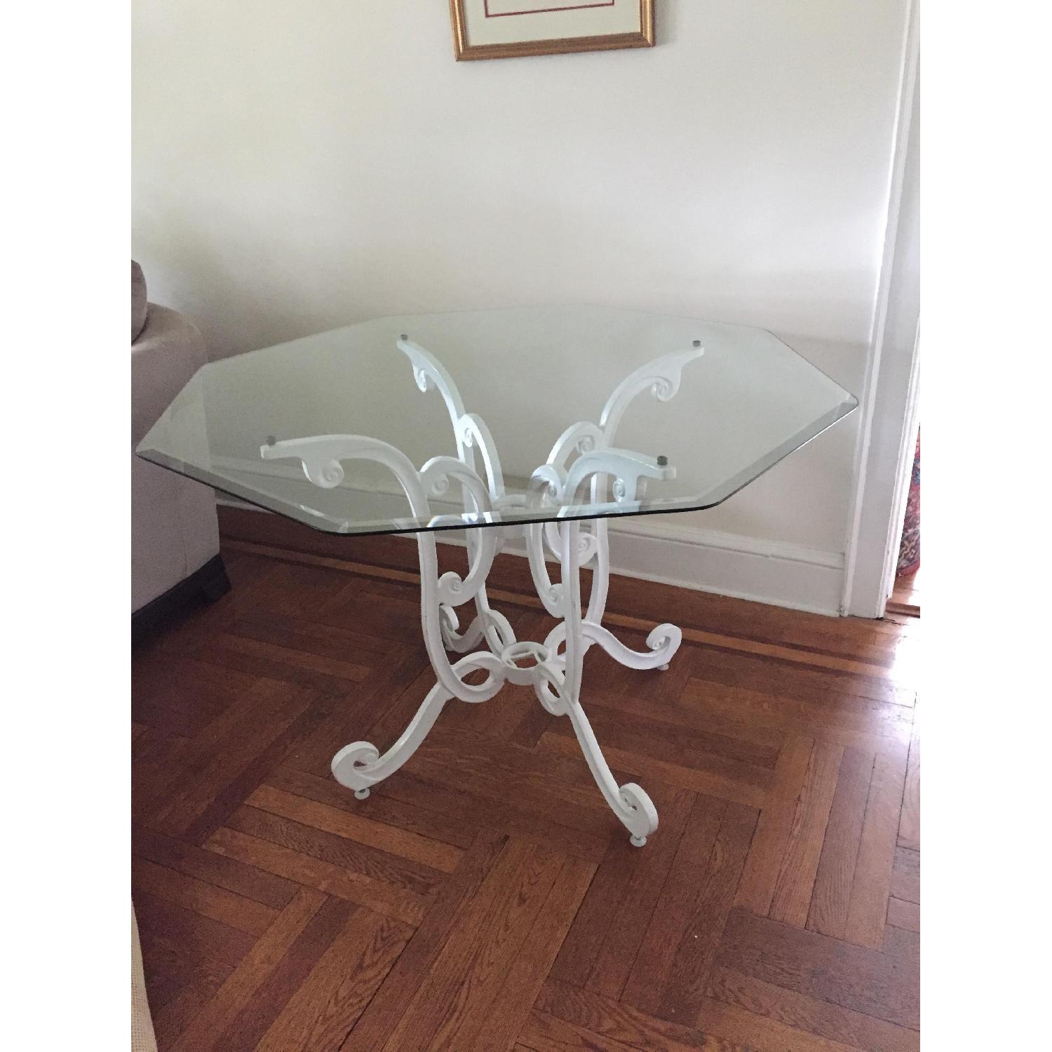 Vintage Cast Iron Dining Table w/ Glass Top - image-2