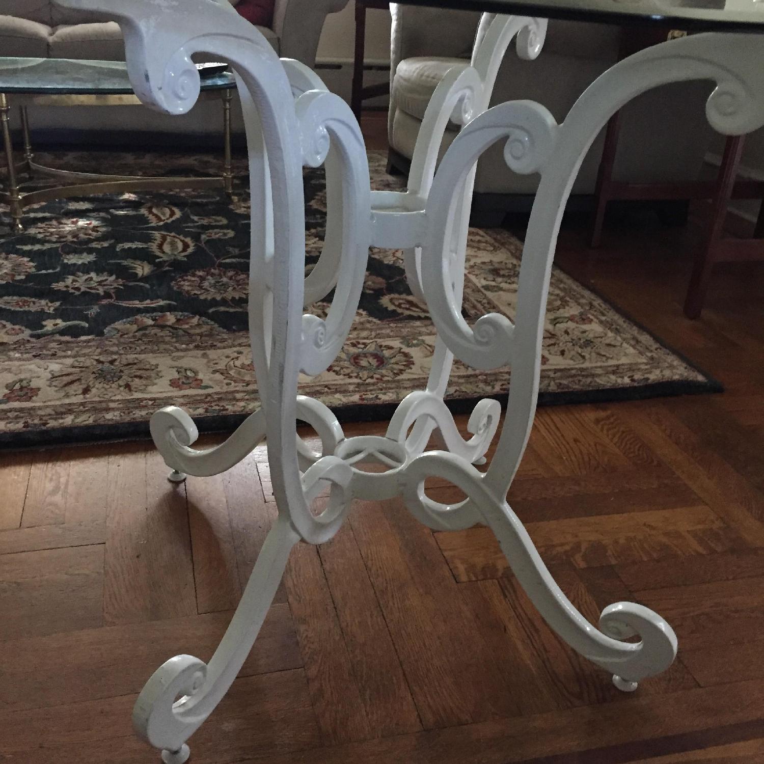 Vintage Cast Iron Dining Table w/ Glass Top - image-3