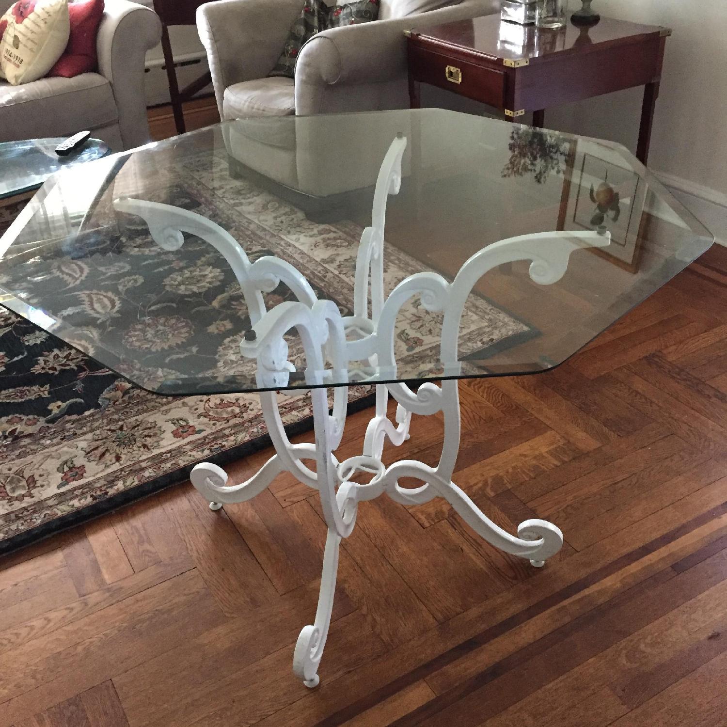 Vintage Cast Iron Dining Table w/ Glass Top - image-6