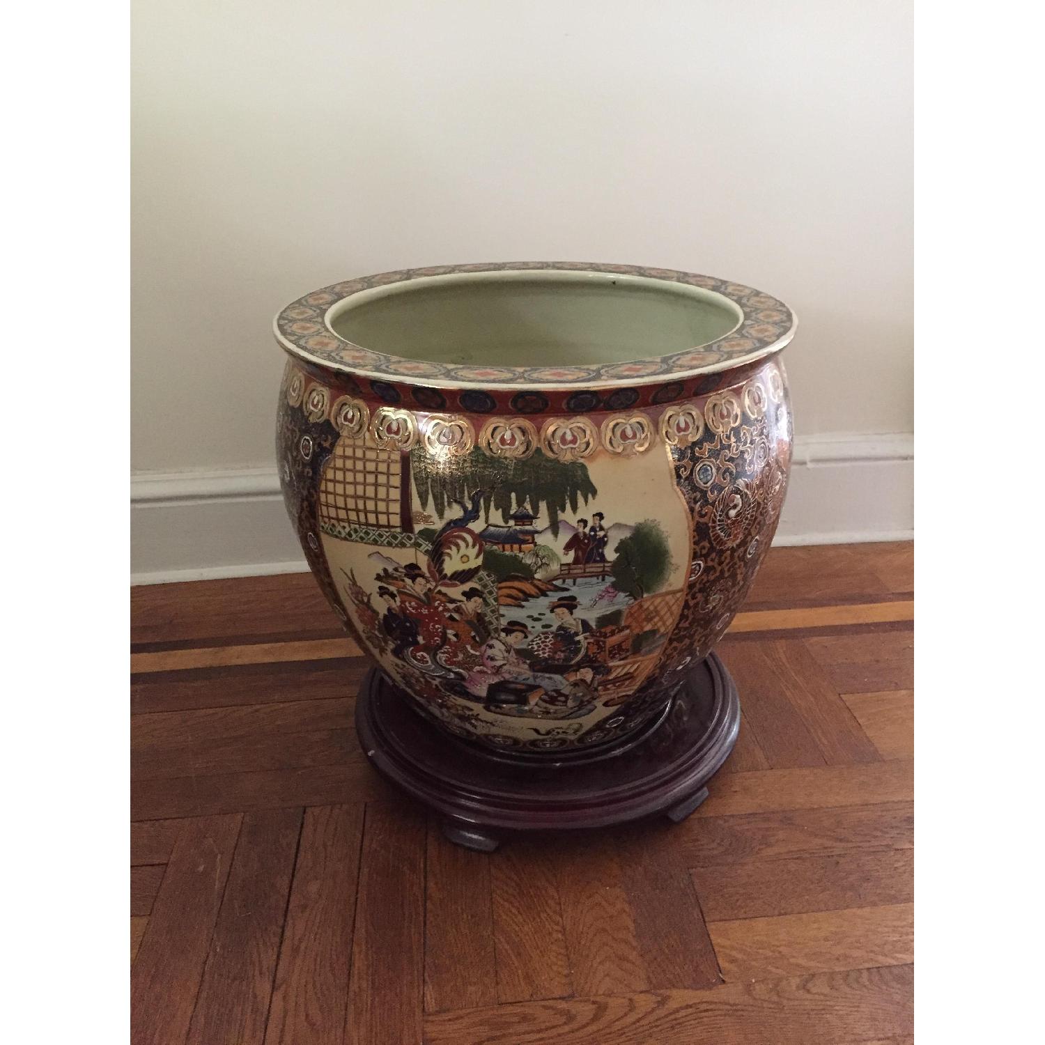 Hand Painted Porcelain Fishbowl Planter - image-5