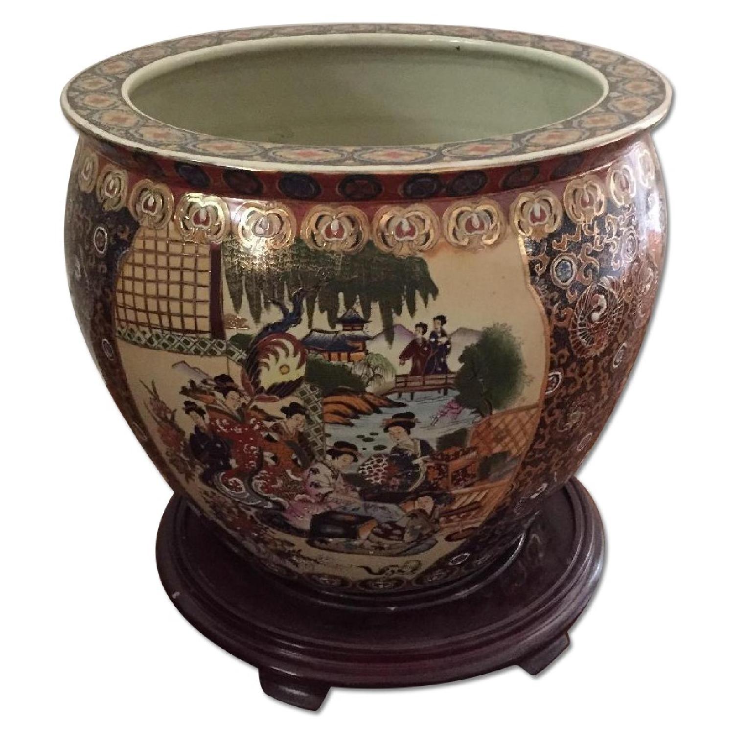 Hand Painted Porcelain Fishbowl Planter - image-0