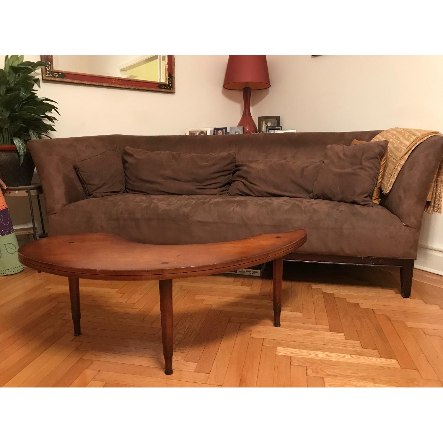 ABC Carpet and Home Brown Microsuede Couch - image-1