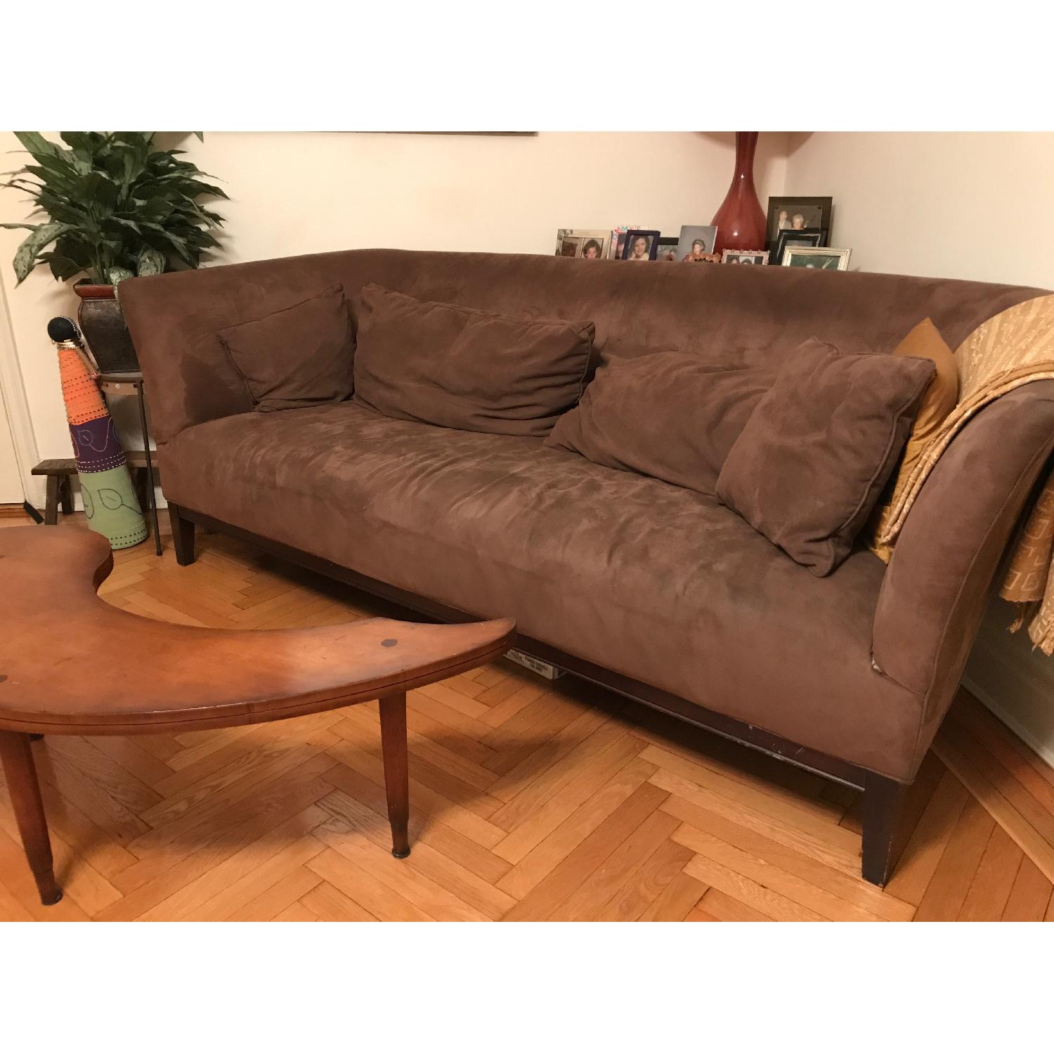 ABC Carpet and Home Brown Microsuede Couch - image-2