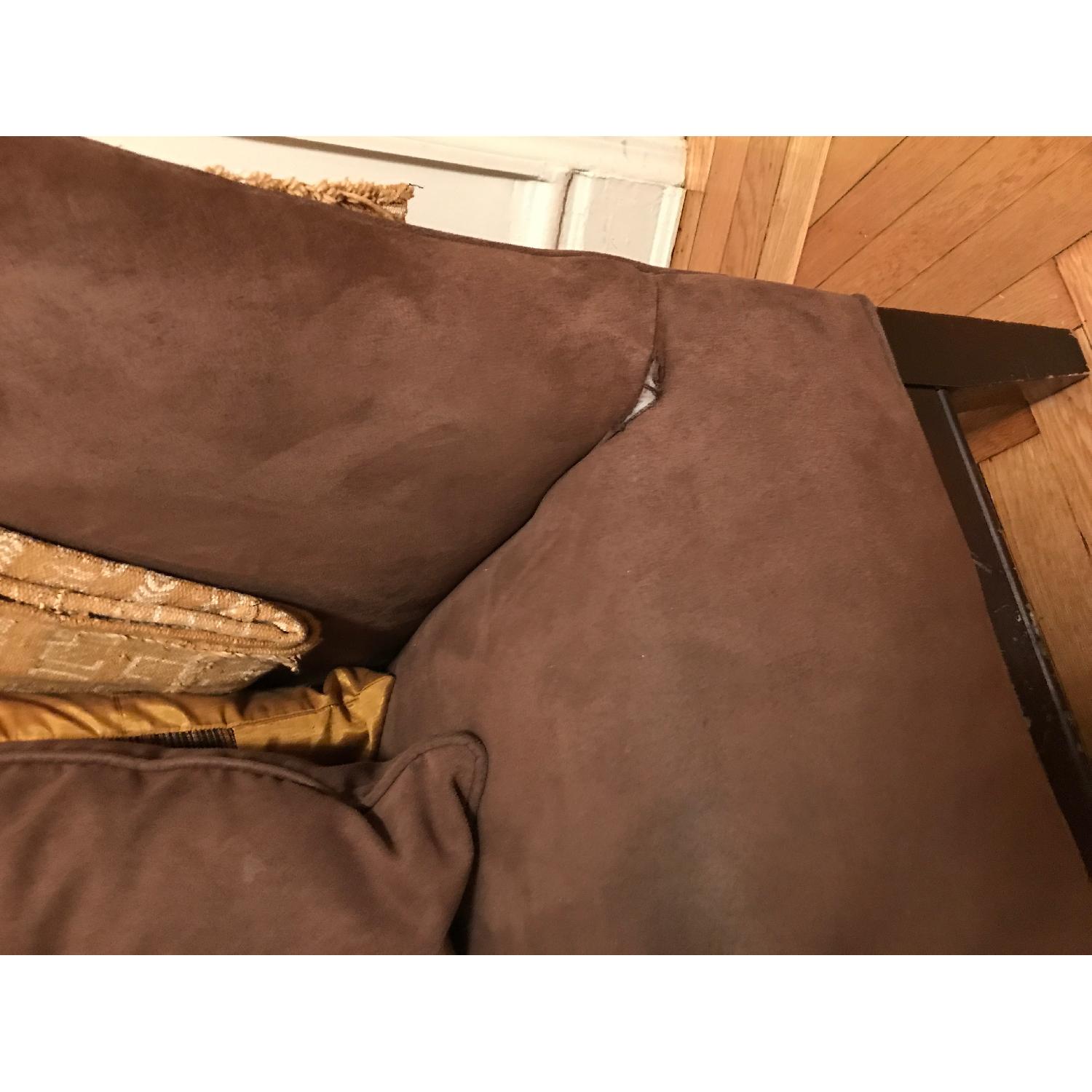 ABC Carpet and Home Brown Microsuede Couch - image-3