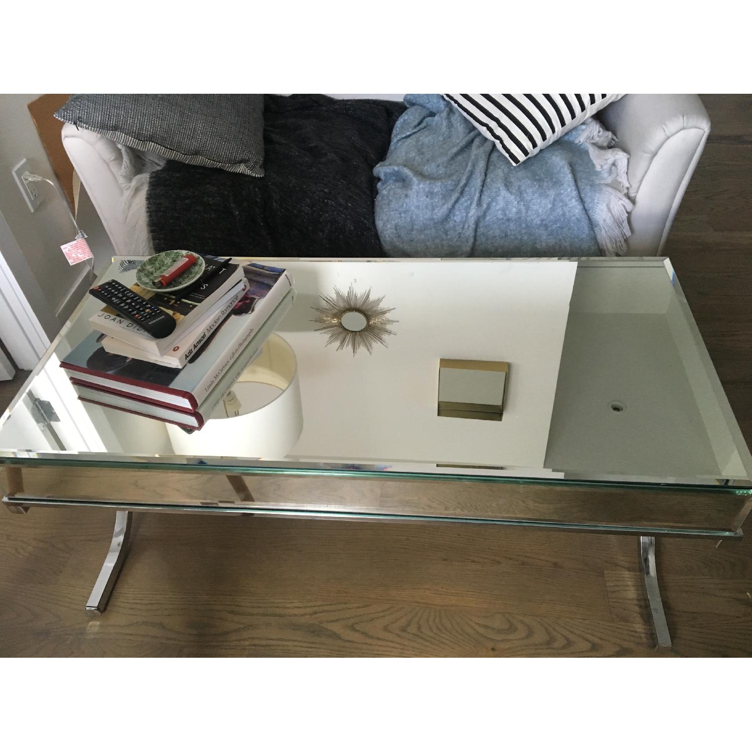 Target Acme Silver Chrome Mirror Coffee Table - image-1