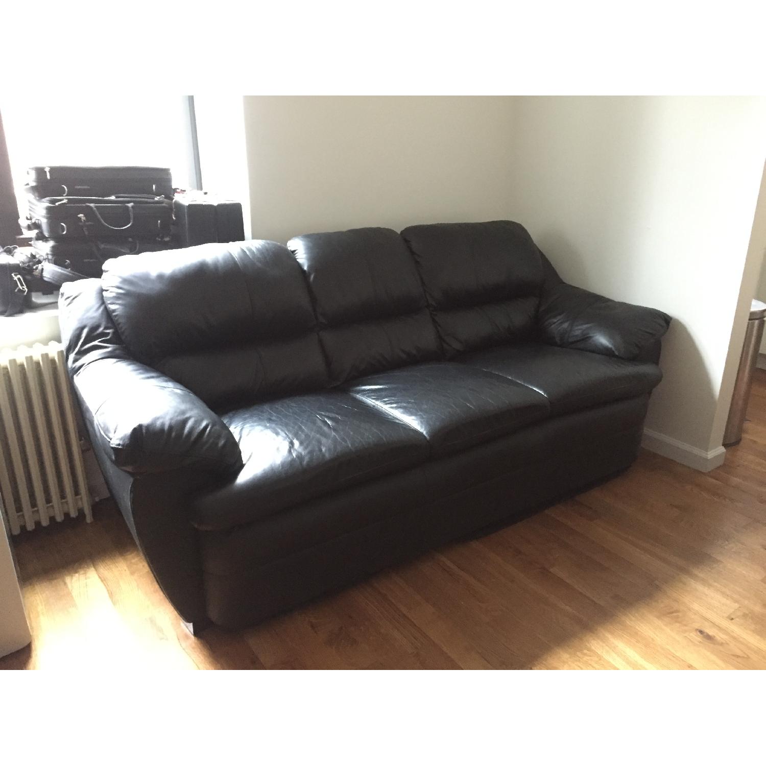 Ikea Leather 3 Seater Sofa + Chair & Ottoman - image-3