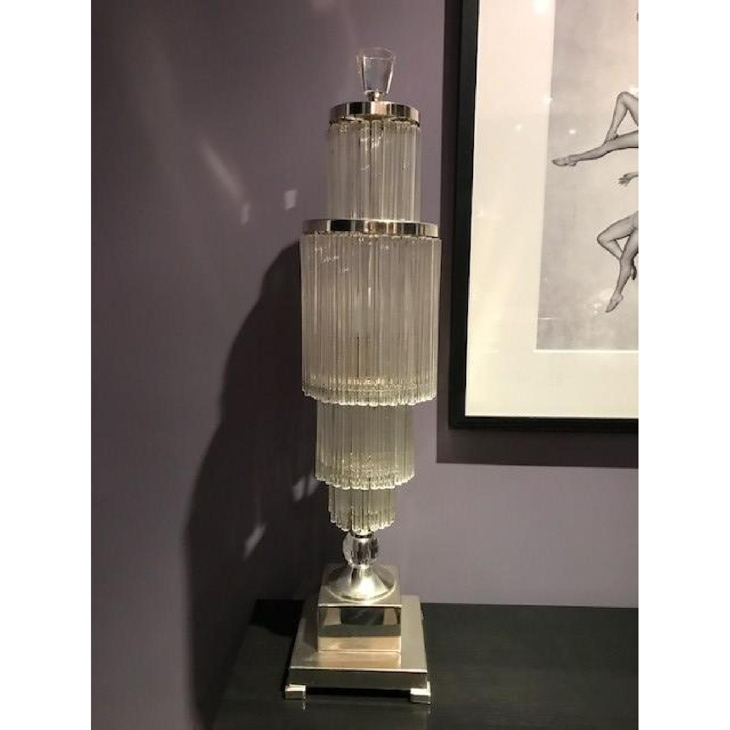 Horchow Silver & Crystal Art Deco Style Lamps - image-1