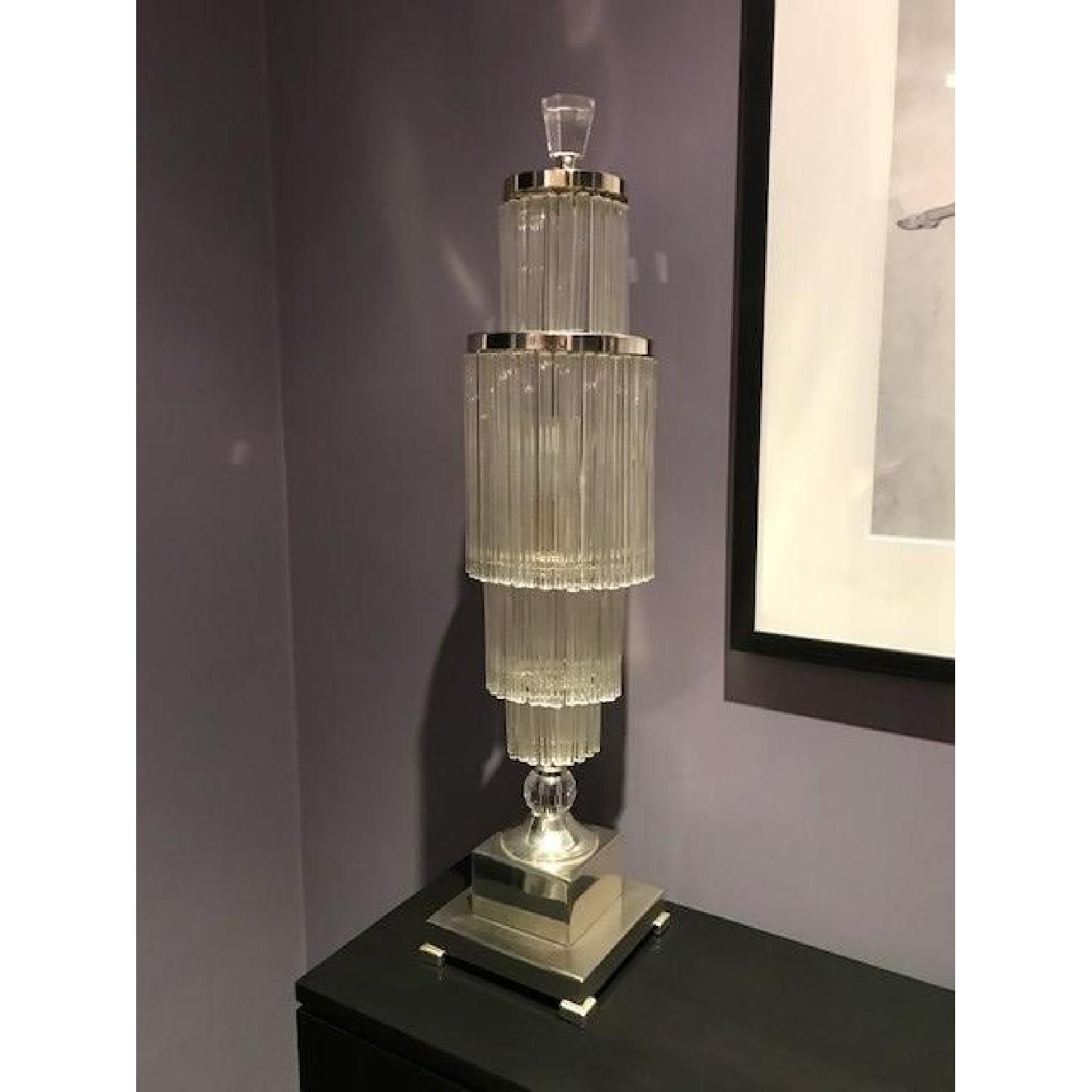 Horchow Silver & Crystal Art Deco Style Lamps - image-2