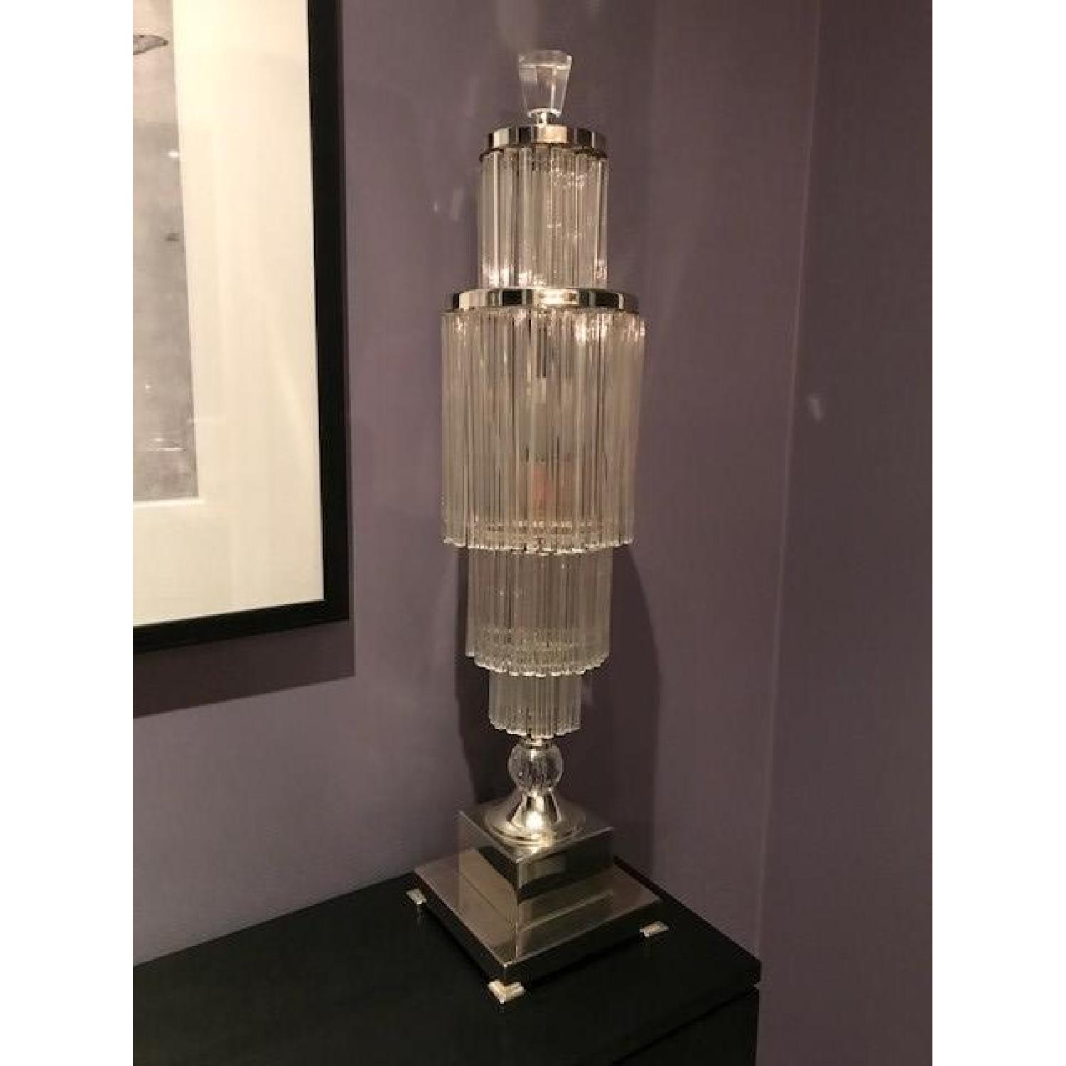 Horchow Silver & Crystal Art Deco Style Lamps - image-3