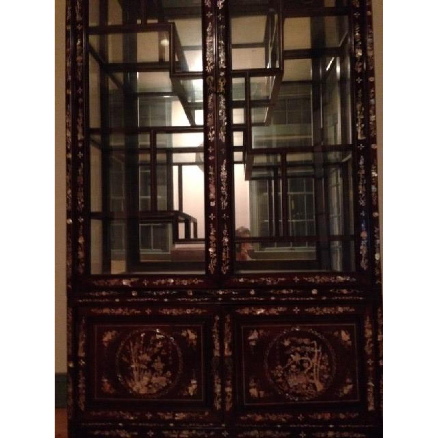 Antique Mother of Pearl Rosewood Chinese Curio Cabinet - image-1