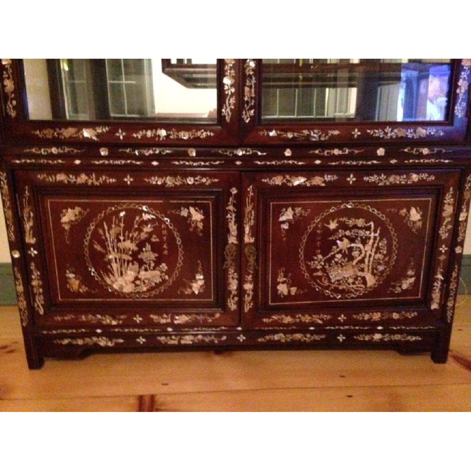 Antique Mother of Pearl Rosewood Chinese Curio Cabinet - image-2