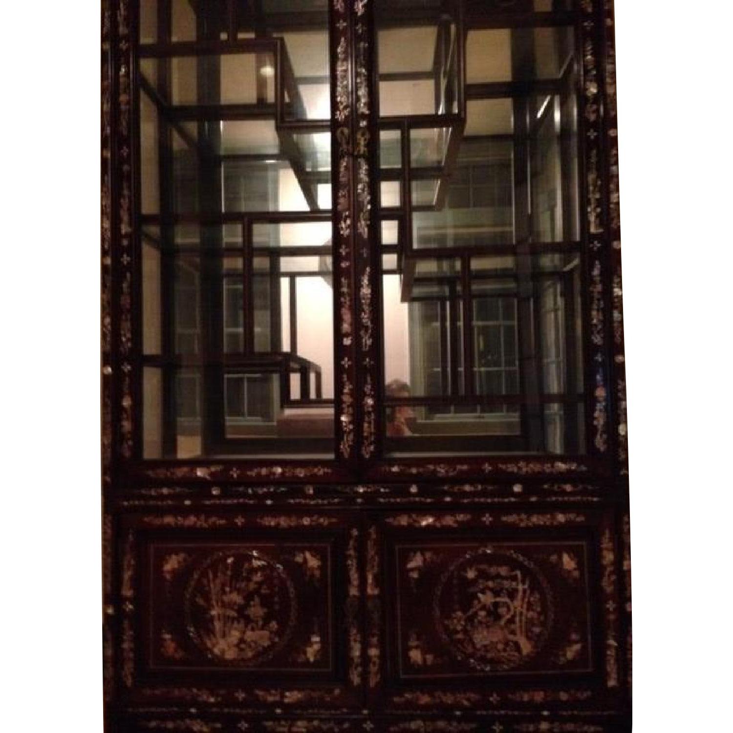 Antique Mother of Pearl Rosewood Chinese Curio Cabinet - image-0