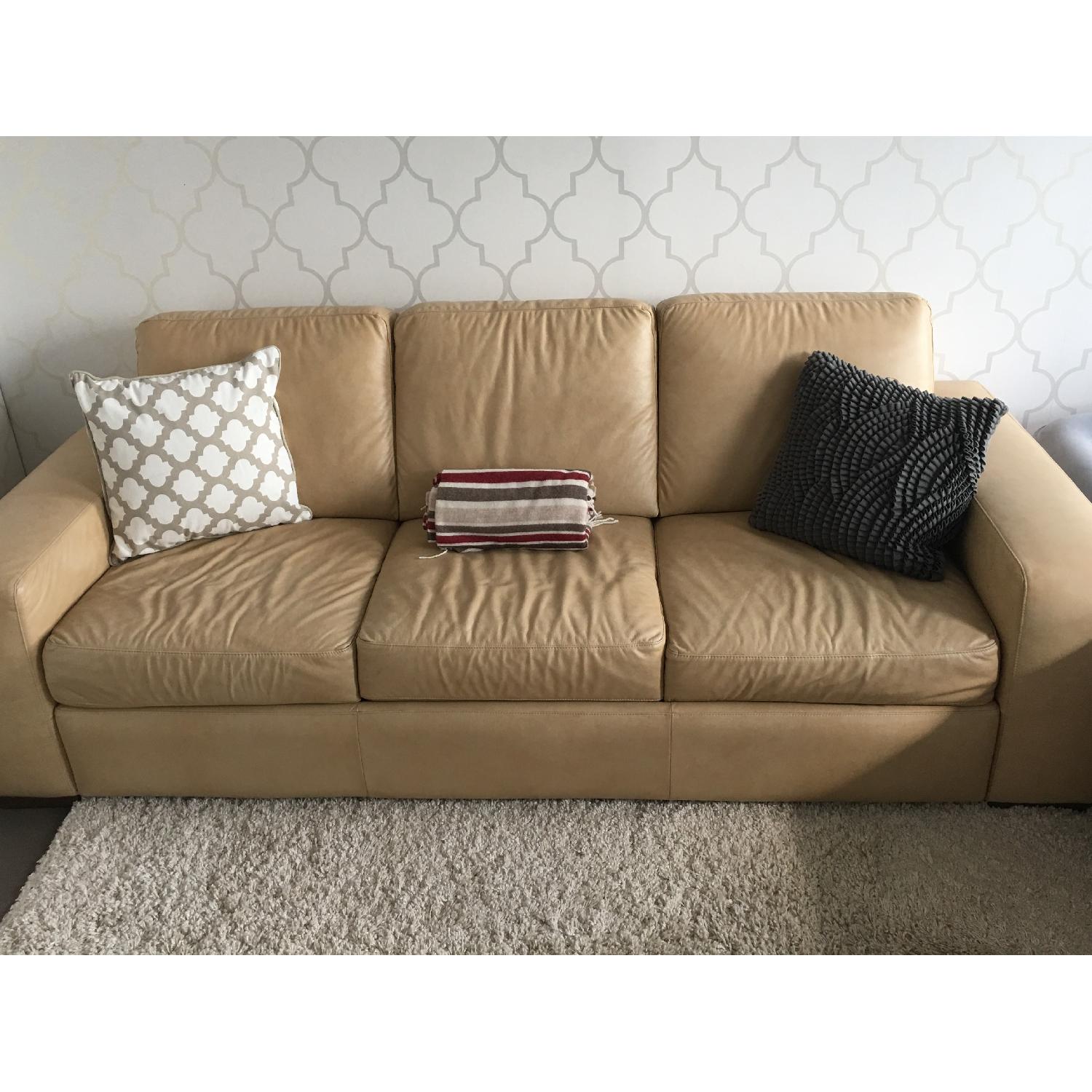 Natuzzi Leather Queen Sleeper Sofa - image-1