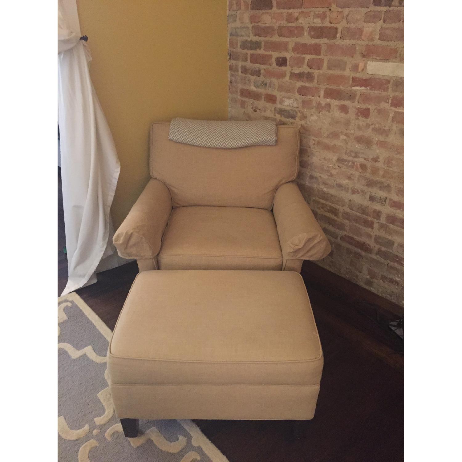 Calico Corners Custom Arm Chair & Ottoman - image-1