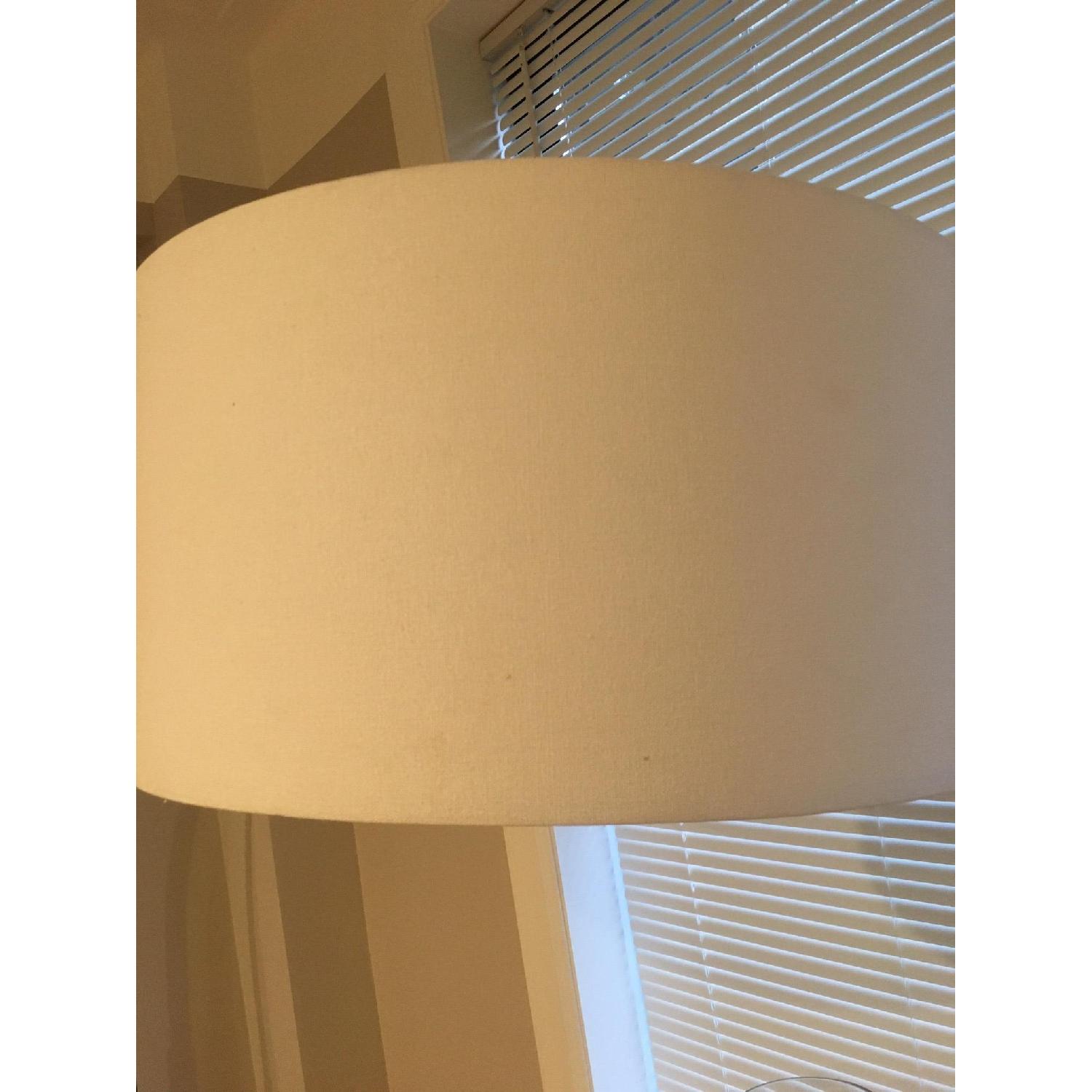 West Elm Overarching Linen Shade Floor Lamp in Antique Brass - image-4