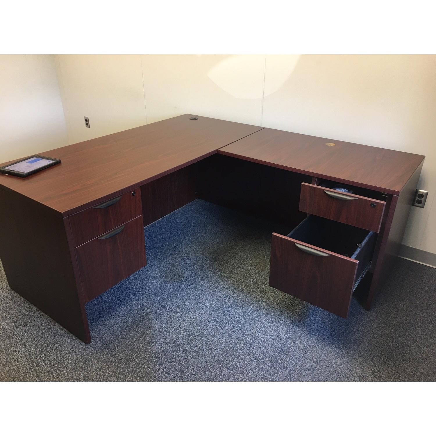 Mahogany L Shaped Desk AptDeco
