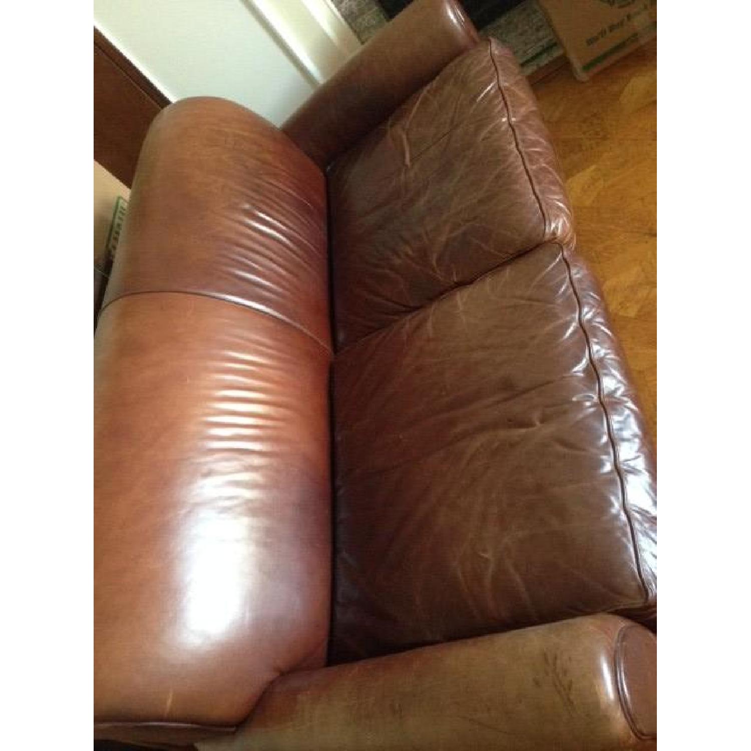 Pottery Barn Leather Club Sofa - image-2