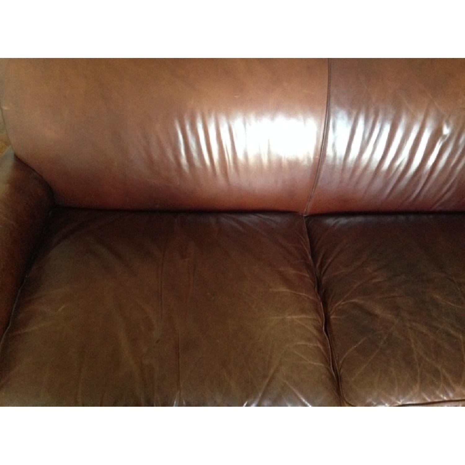 Pottery Barn Leather Club Sofa - image-4