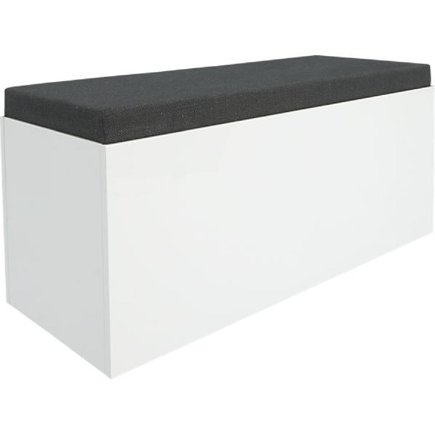 CB2 Glossy White Storage Bench AptDeco