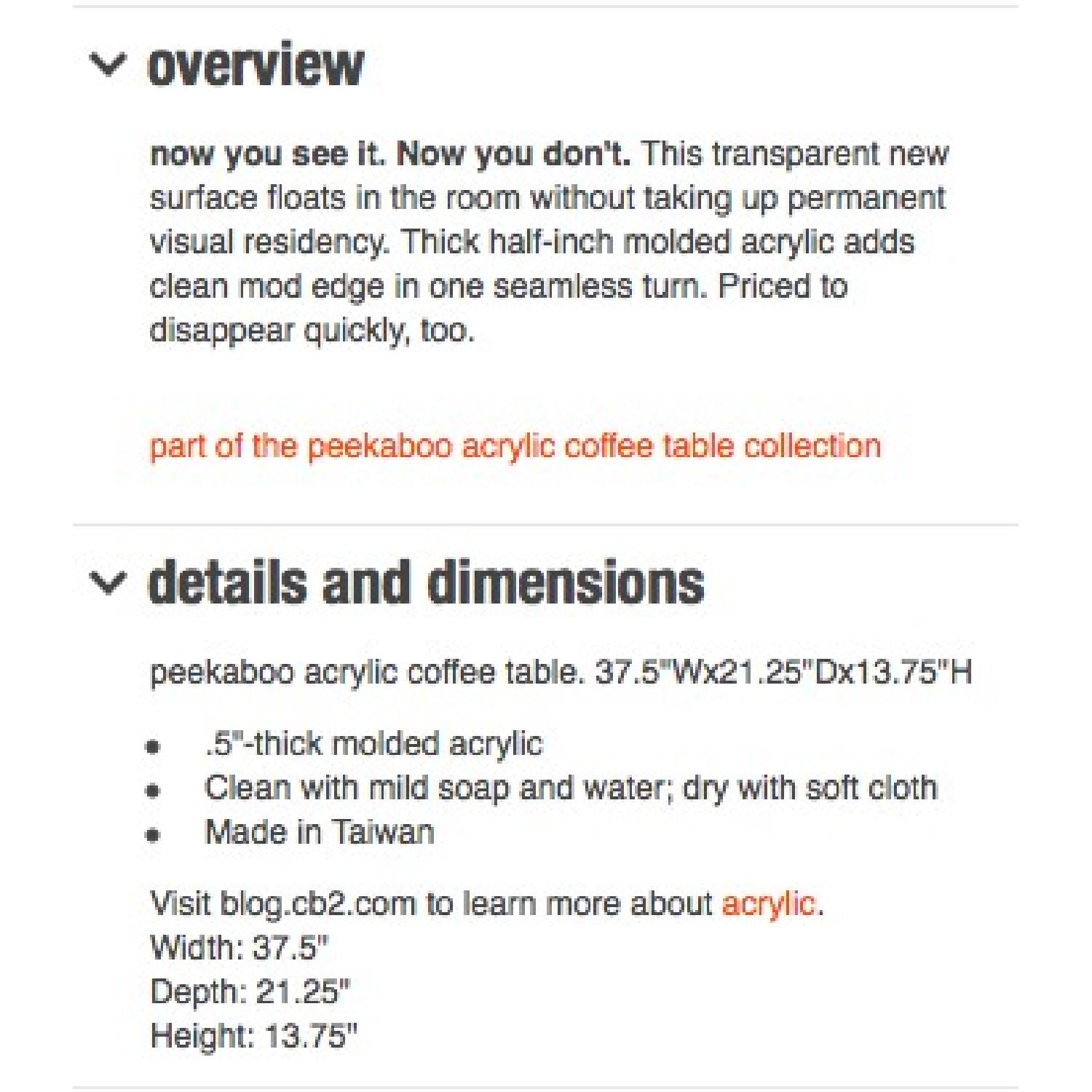 CB2 Peekaboo Acrylic Coffee Table - image-2