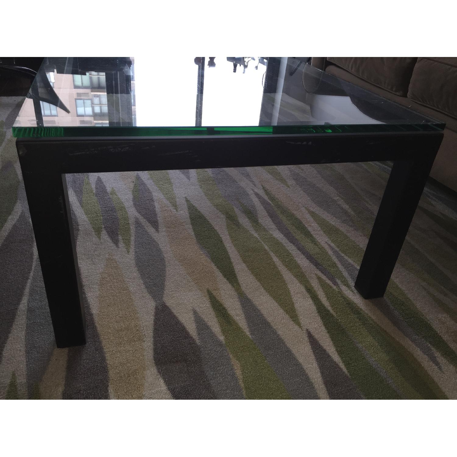 Crate & Barrel Parsons Rectangular Coffee Table with Glass Top - image-3