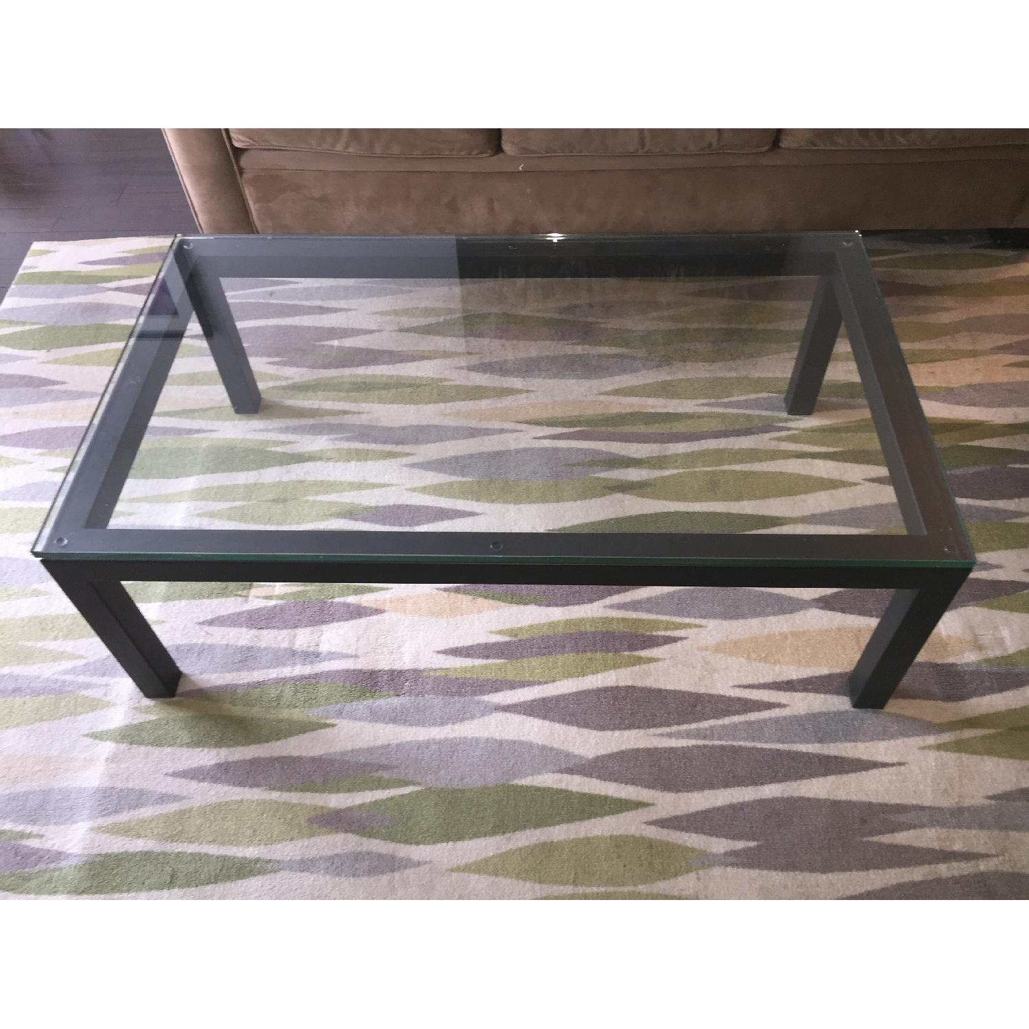 Crate & Barrel Parsons Rectangular Coffee Table with Glass Top - image-4