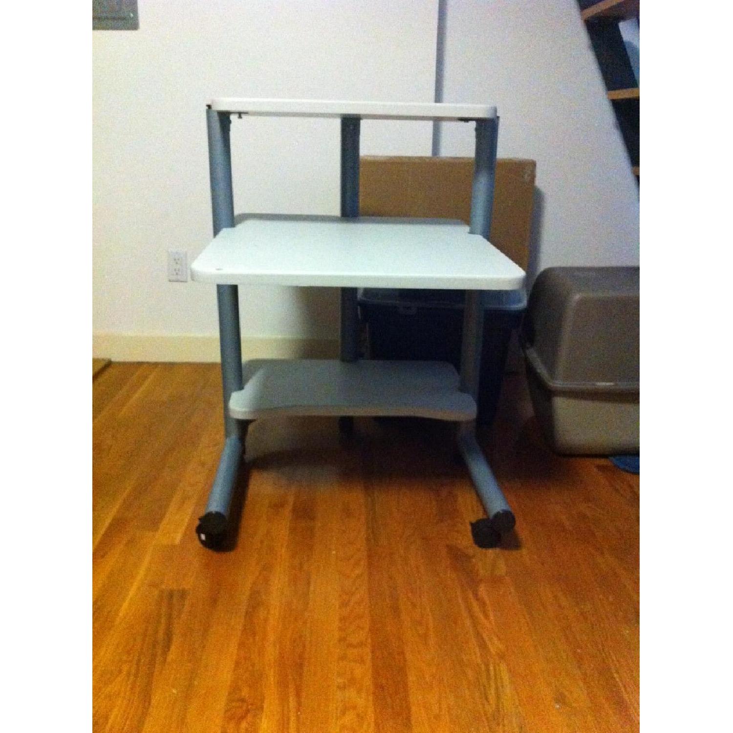 Height-Adjustable Ergonomic Mobile Computer Workstation in Pewter with Grey - image-1